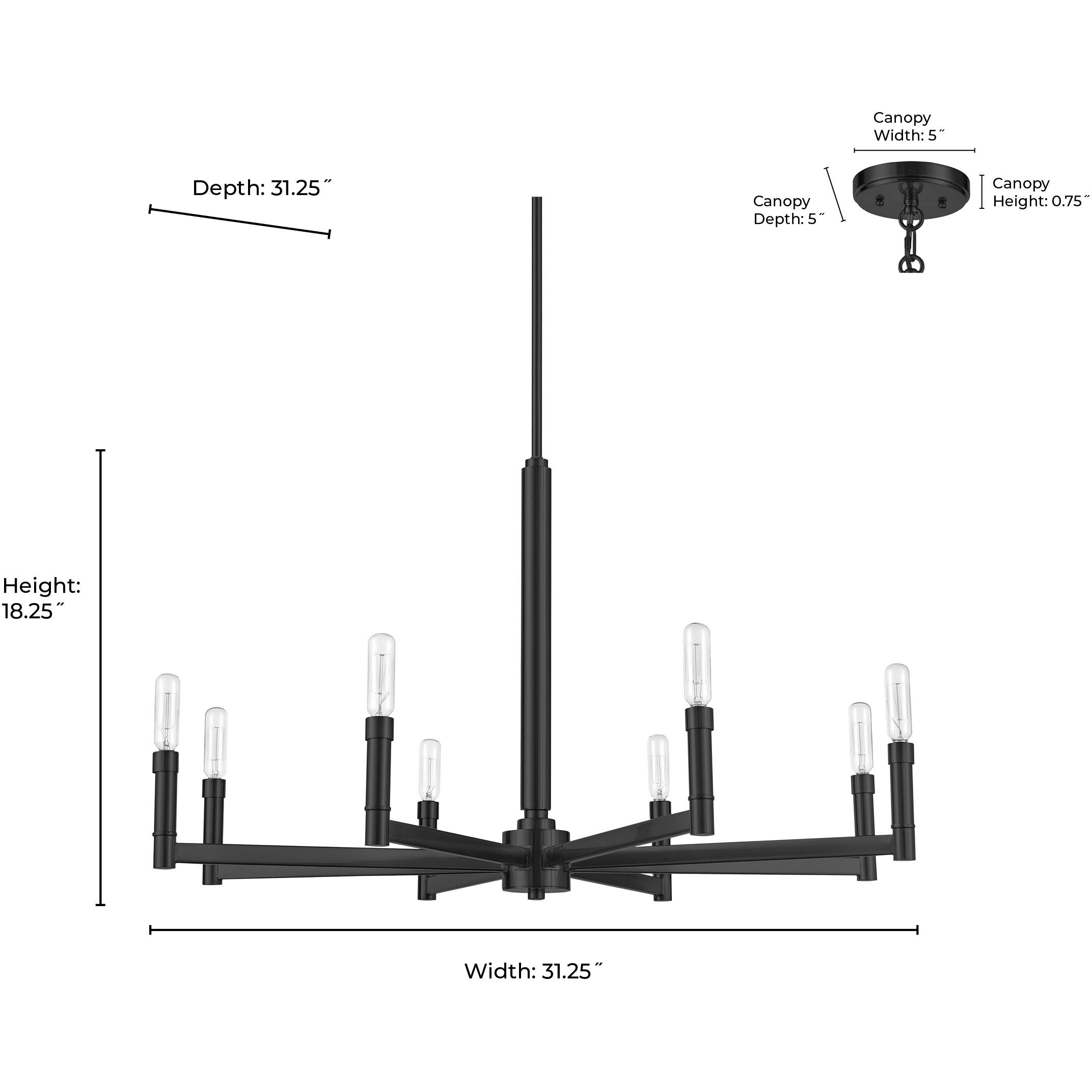 Daxley 8 Light 31.25 inch Matte Black Chandelier Ceiling Light